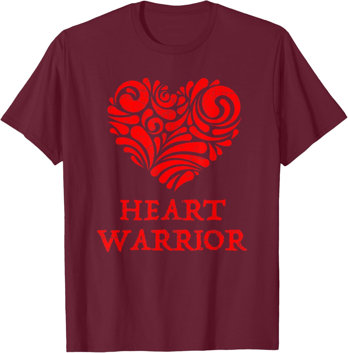 Red Heart Warrior Shirt CHD Awareness Heart Disease Week T-Shirt - T-Shirt | Maroon
