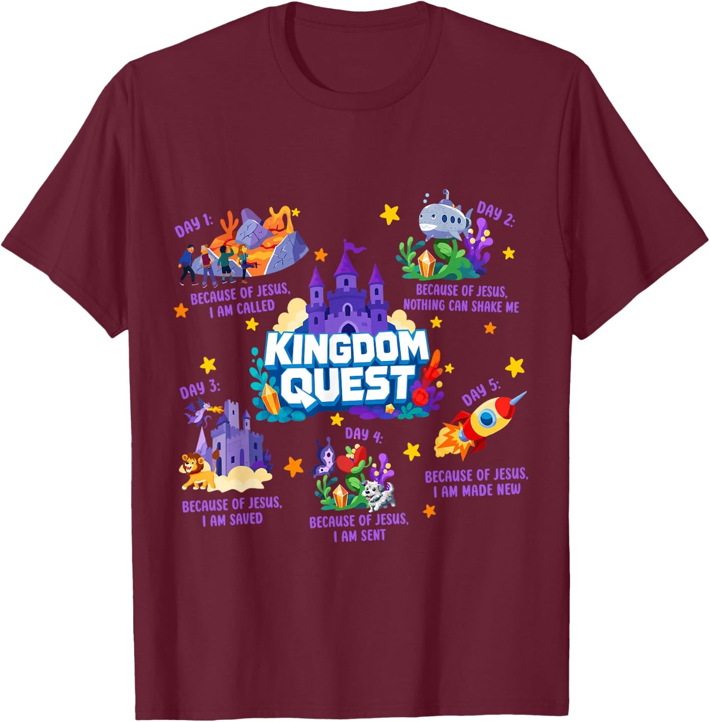 Vbs Kingdom Quest 2026 Vacation Bible School Church Camp T-Shirt - T-Shirt | Maroon