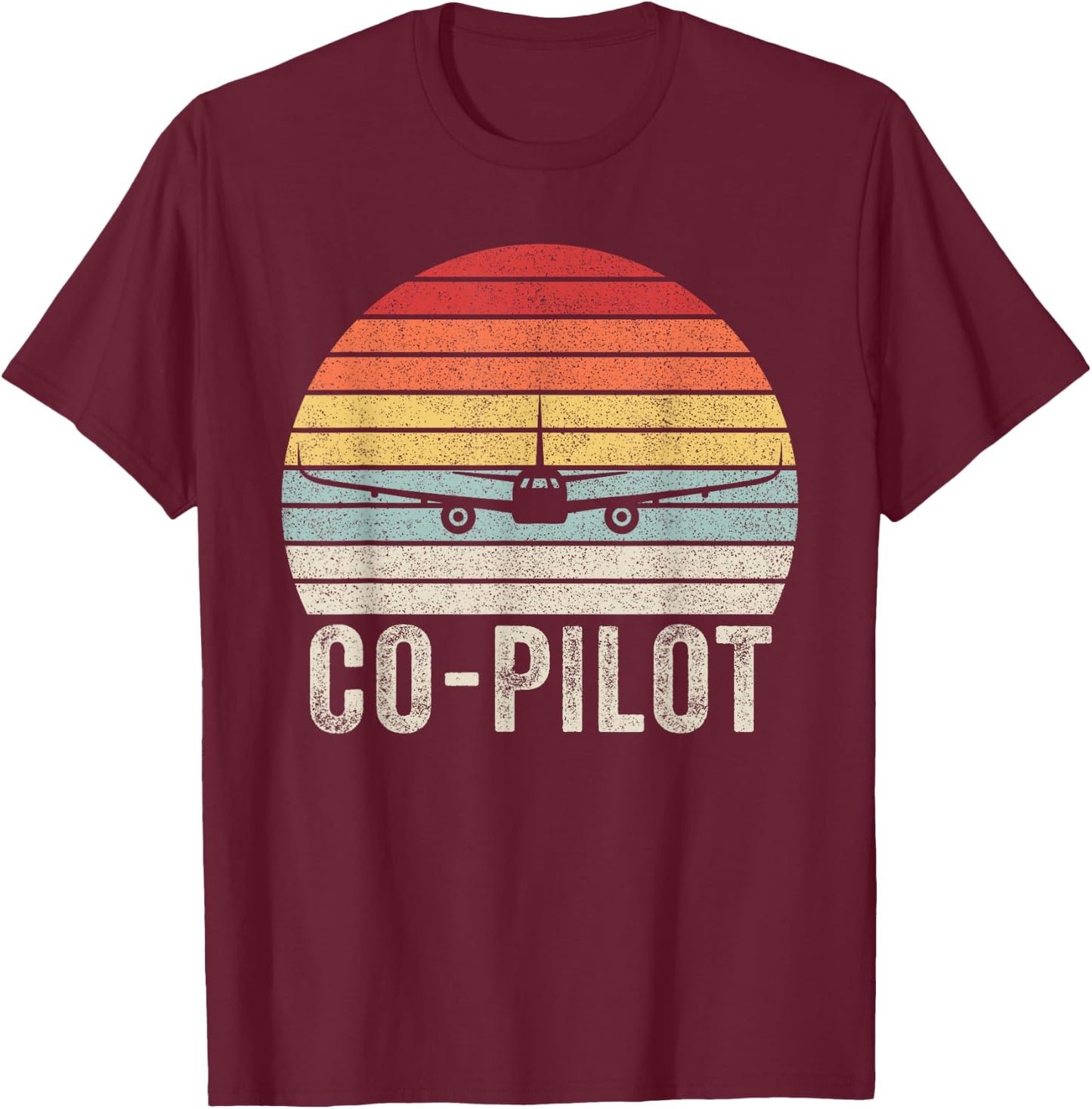 Catch Some Rays Vintage Retro Co-Pilot Pilot Gift Aviation Airplane - Men's Adults Black Short Sleeve Classic Fit Cotton Blend - Small T-Shirt - T-Shirt | Maroon