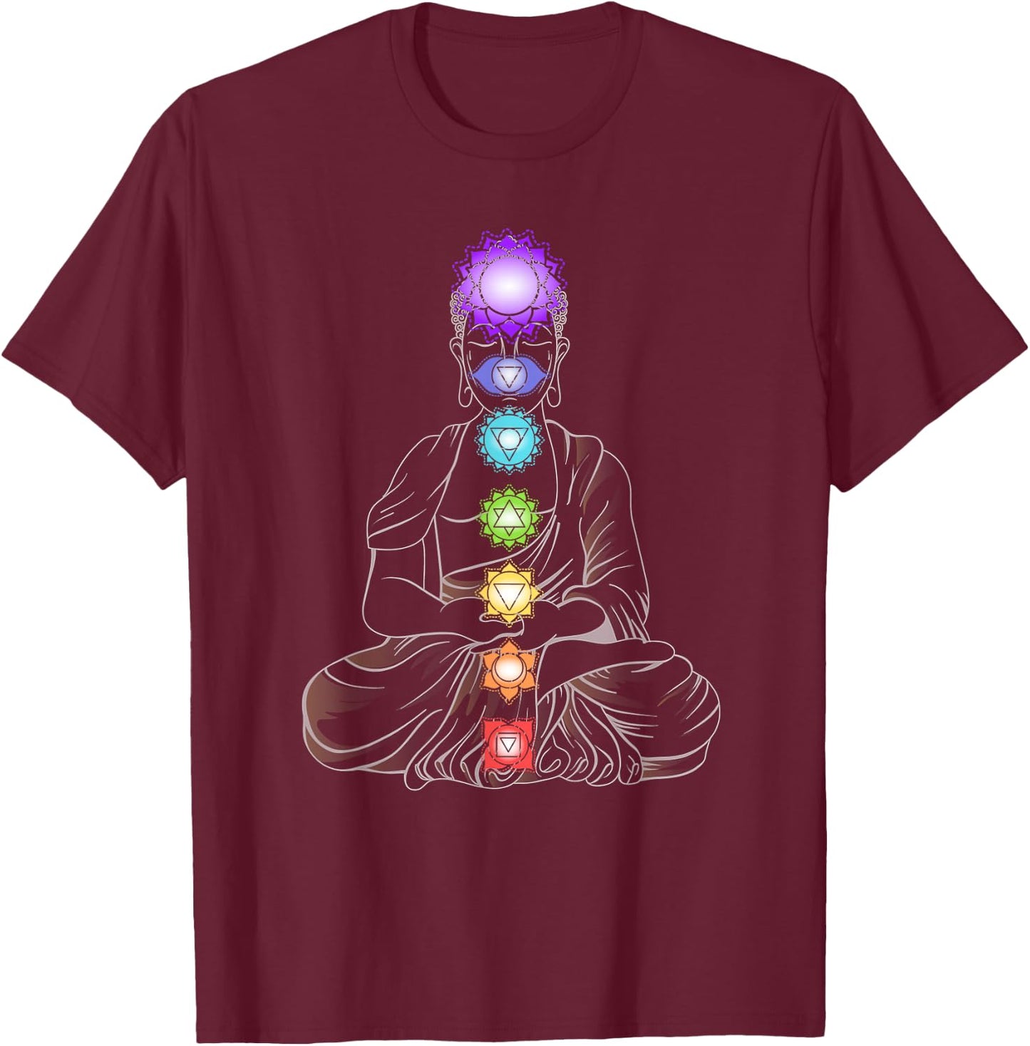 Yoga Meditation Spiritual Body Energy Centres Chakra T-Shirt - T-Shirt | Maroon