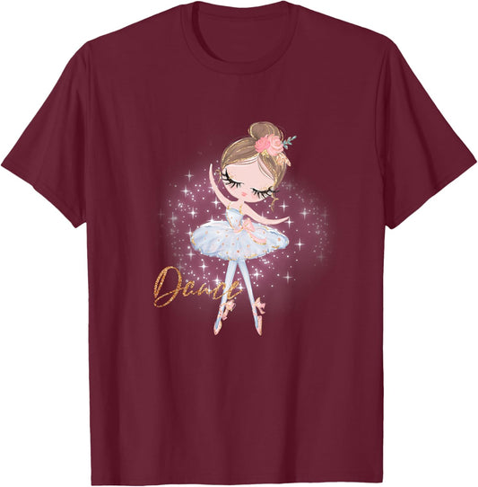 Kids Girls Ballerina Shirt T-Shirt - T-Shirt | Maroon