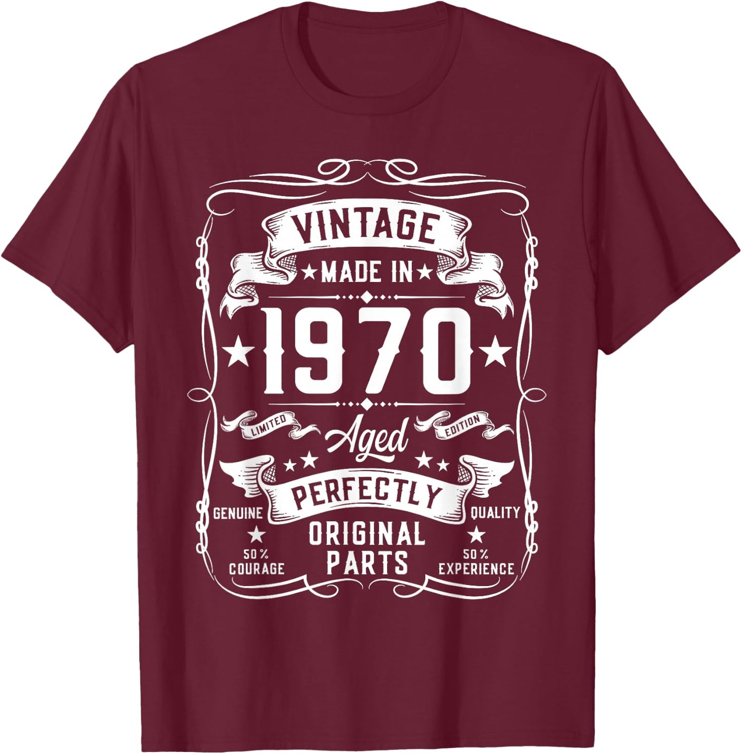Vintage 1970 55 Years Old Gifts 55yr 55th Birthday T-Shirt - T-Shirt | Maroon