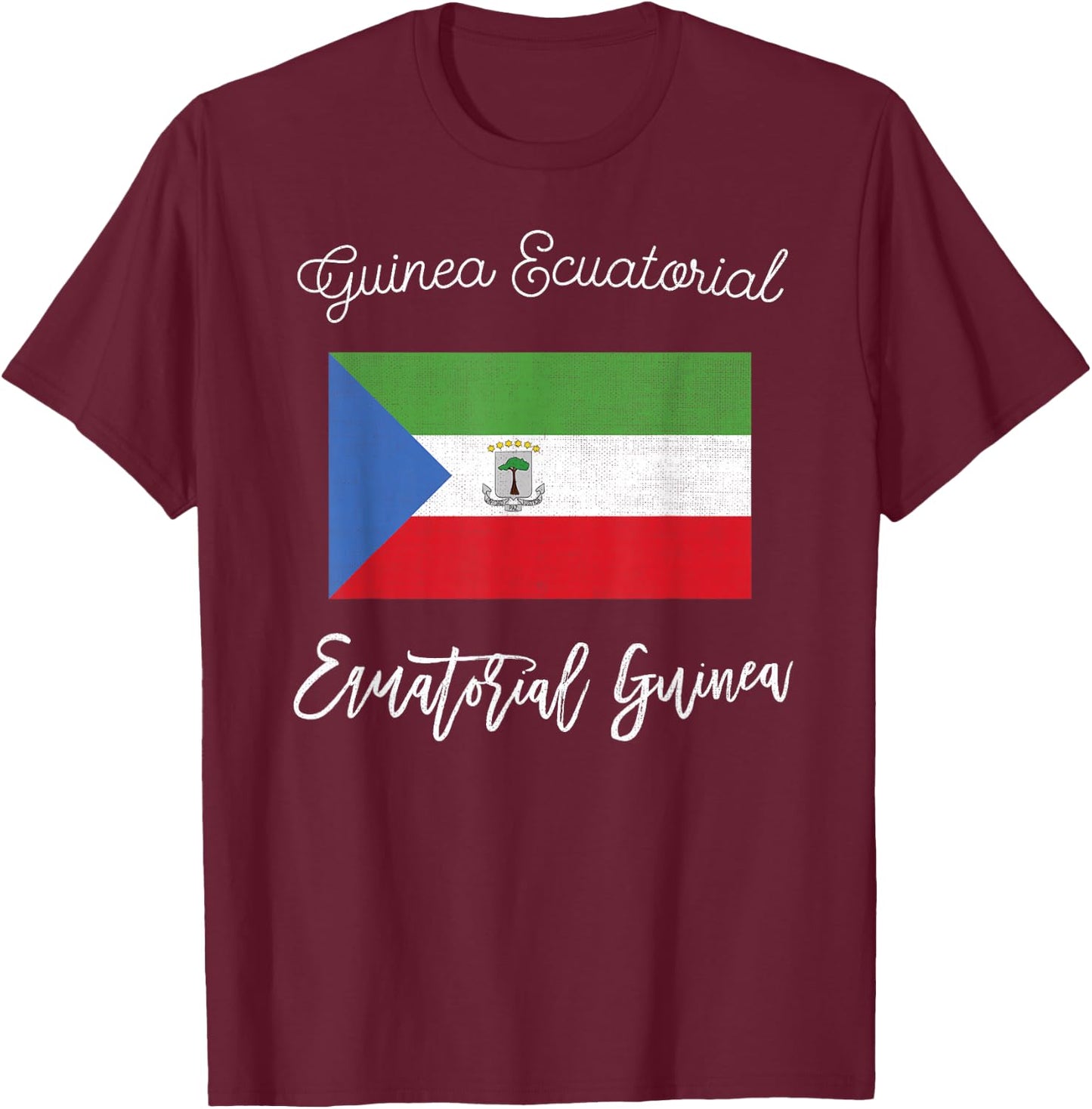 Equatorial Guinea Flag T-Shirt - T-Shirt | Maroon