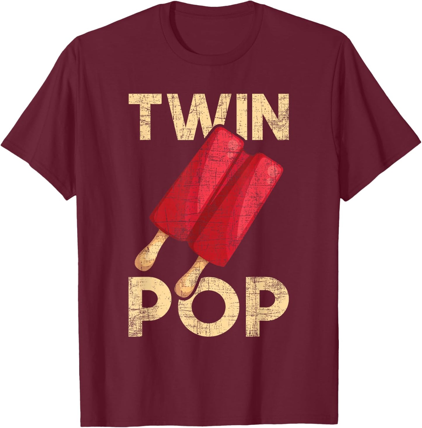 Twin Pop - Grandpa Granddad Of Twins T-Shirt - T-Shirt | Maroon