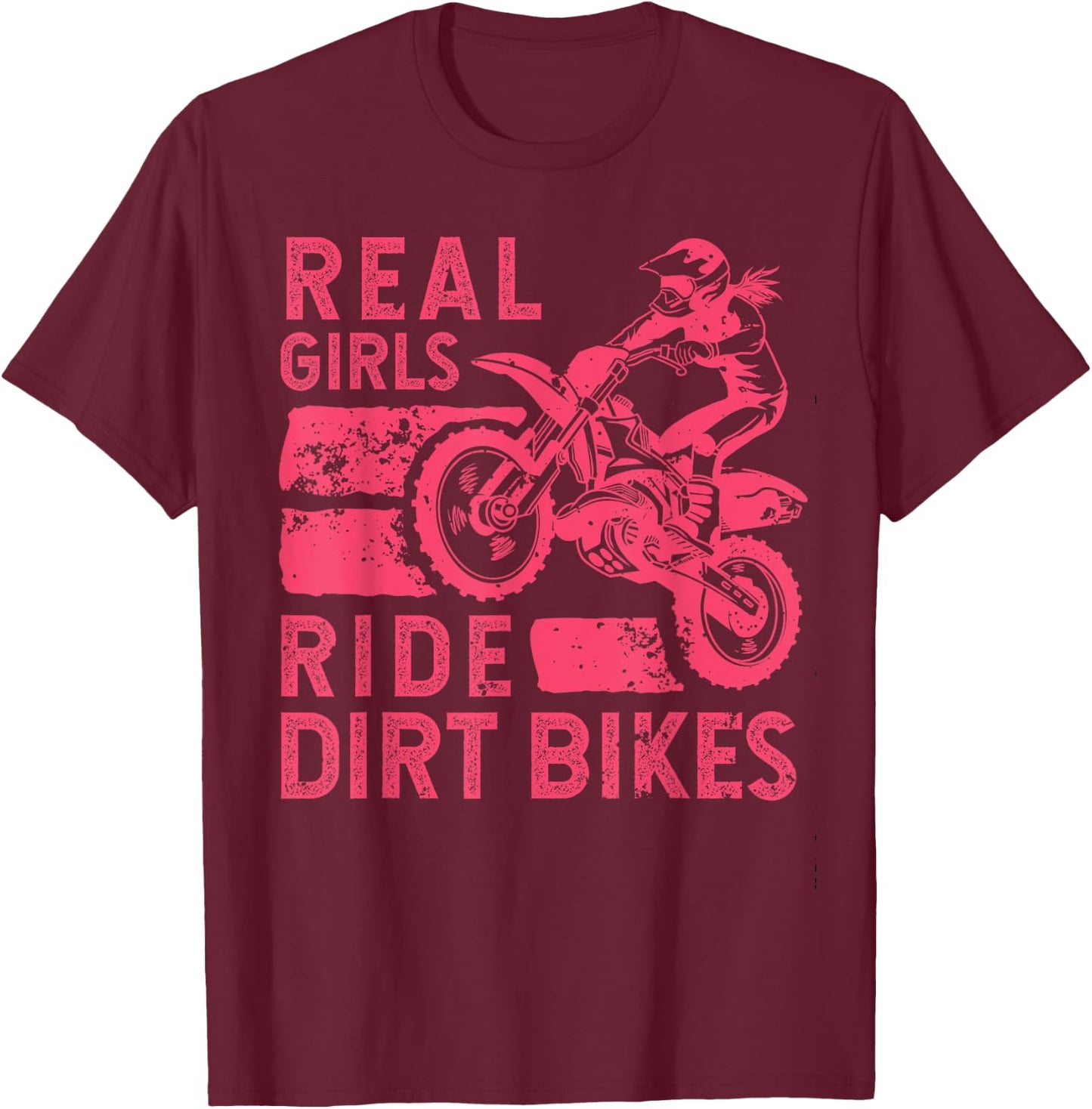 Cool Dirt Bike Girls Motocross Biker Racer Sport T-Shirt - T-Shirt | Maroon