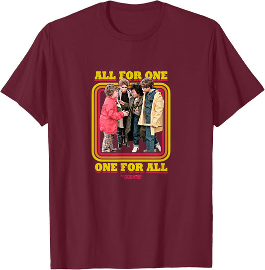 The Goonies All For One Group Edit T-Shirt - T-Shirt | Maroon