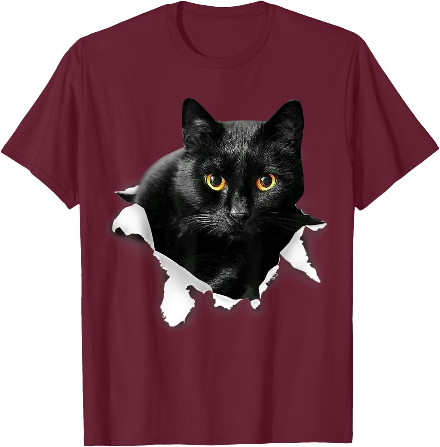 Black Cat Torn Cloth Gifts For Cat Lover, Cat Dad, Cat Mom T-Shirt - T-Shirt | Maroon