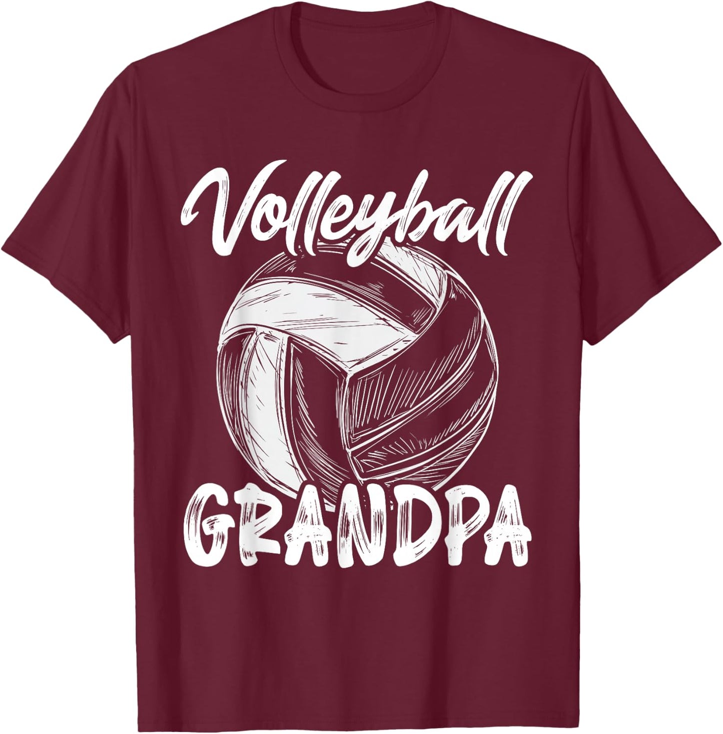 Grandpa Men Family Matching Volleyball Players T-Shirt - T-Shirt | Maroon