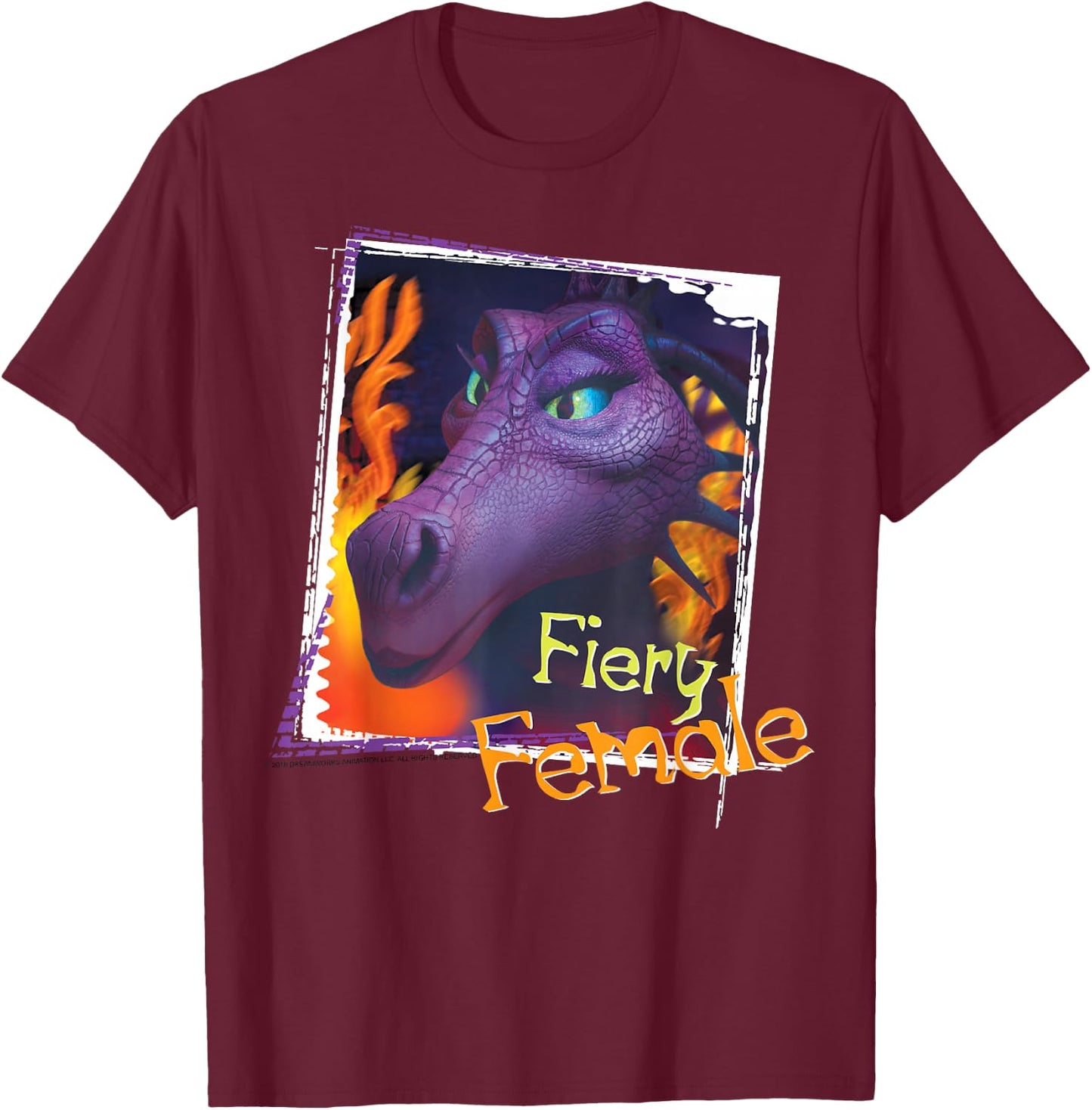 Shrek Dragon Fiery Female Photo Portrait T-Shirt - T-Shirt | Maroon