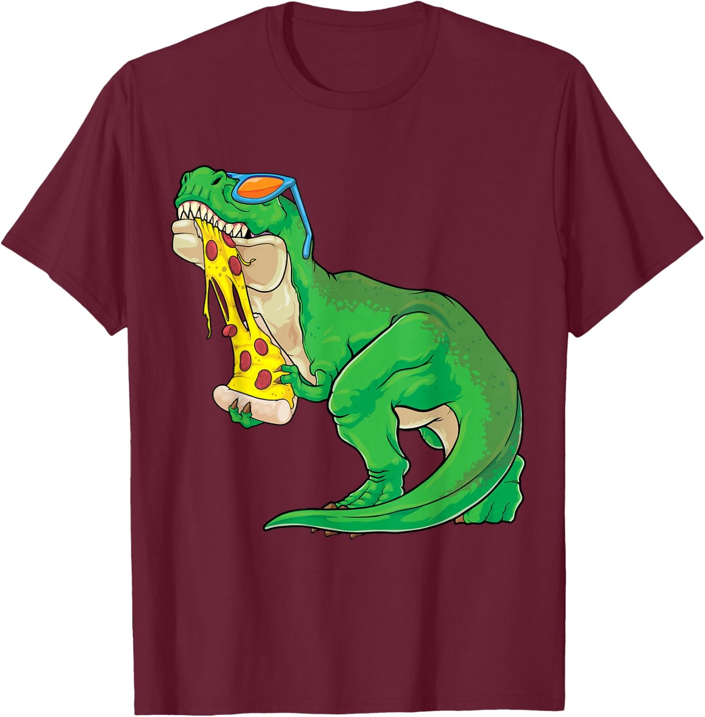 Dinosaur Eating Pizza Pizzasaurus T Rex Men Boys Kids T-Shirt - T-Shirt | Maroon