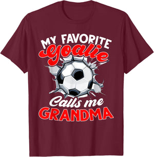 My Favorite Goalie Calls Me Grandma Soccer Player T-Shirt - T-Shirt | Maroon