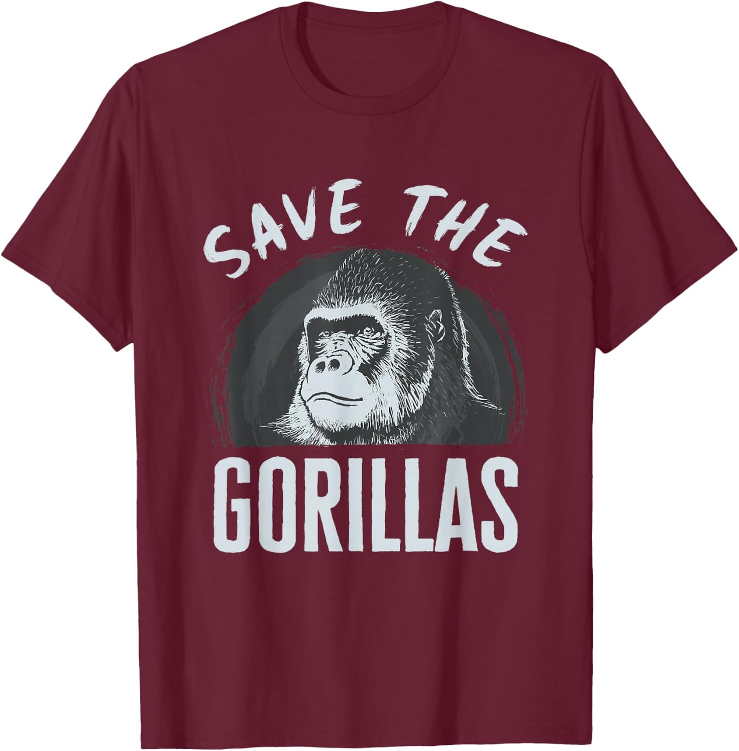 Save the Gorillas Endangered Extinction Gorilla Lover T-Shirt - T-Shirt | Maroon