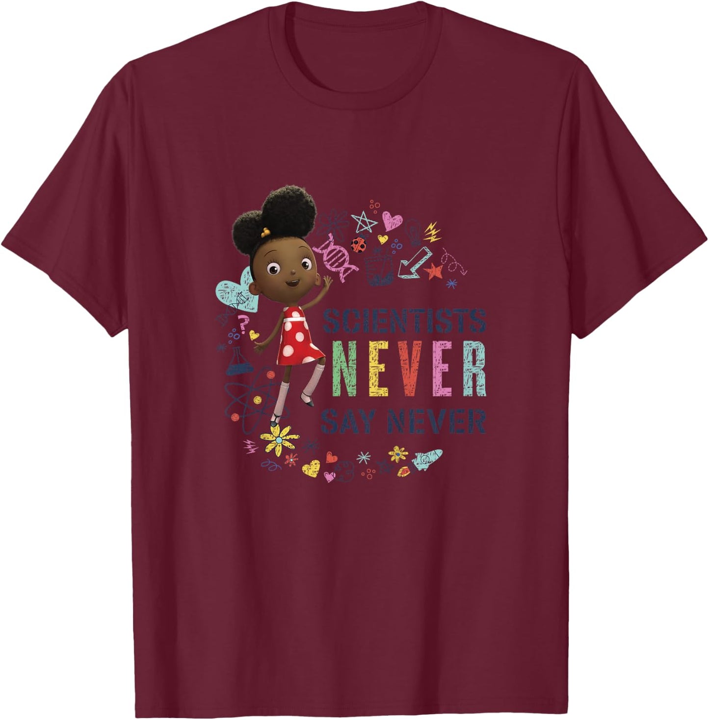 Kids Ada Twist, Scientist Ada Scientists Never Say Never T-Shirt - T-Shirt | Maroon