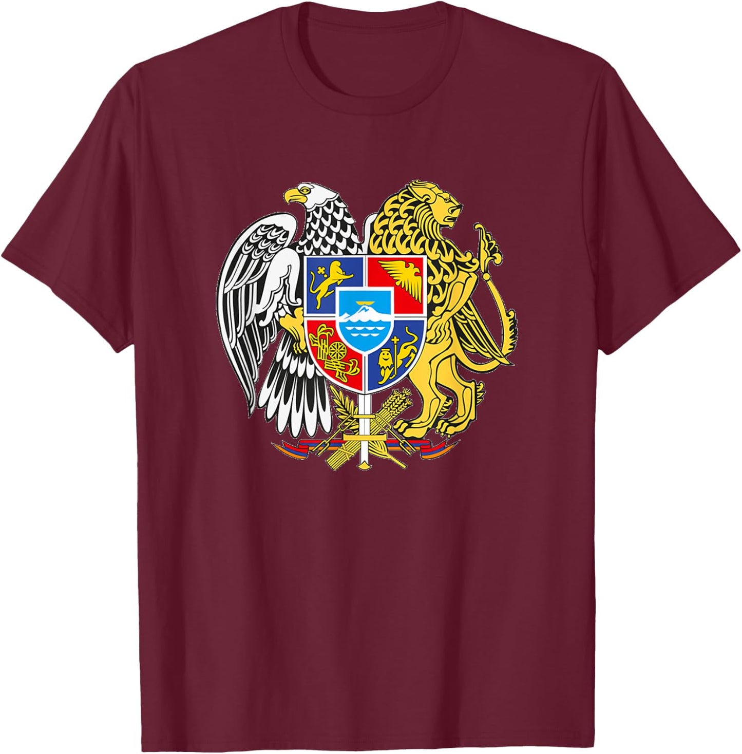 Armenian Coat of Arms Crest - Armenia symbol - Lion Eagle T-Shirt - T-Shirt | Maroon