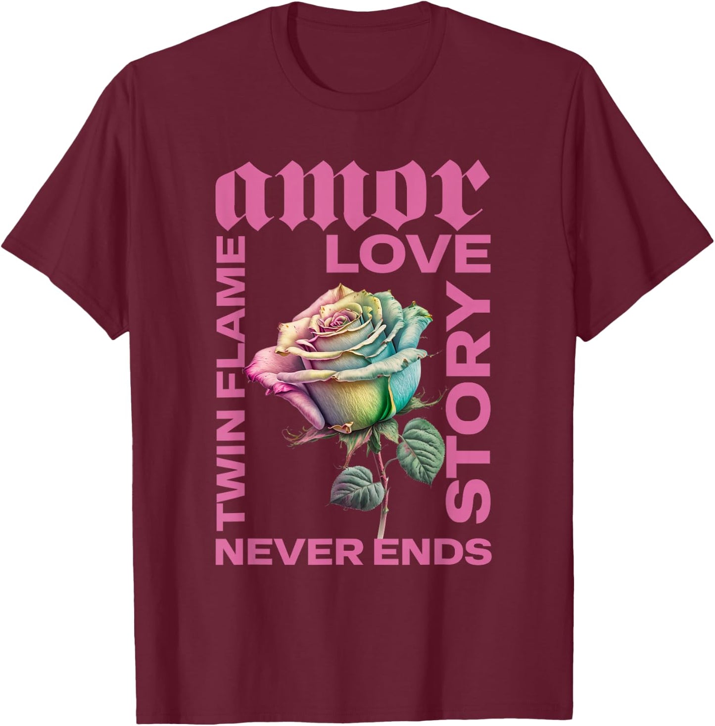 Twin Flame Connection Graphic T-Shirt - T-Shirt | Maroon