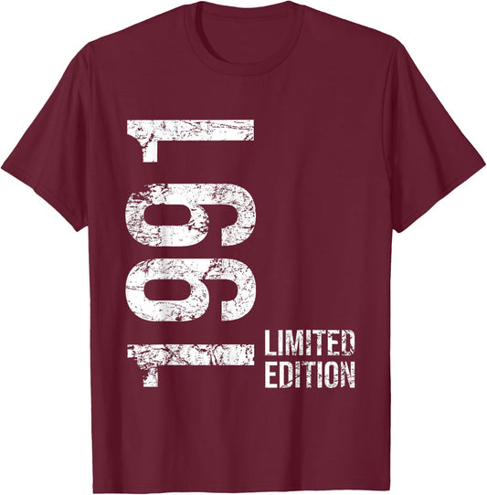 34th Birthday Man Woman 34 Years 1991 Birthday T-Shirt - T-Shirt | Maroon