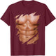 Fake Muscles Ripped Torn Chest Six Pack Abs T-Shirt - T-Shirt | Maroon