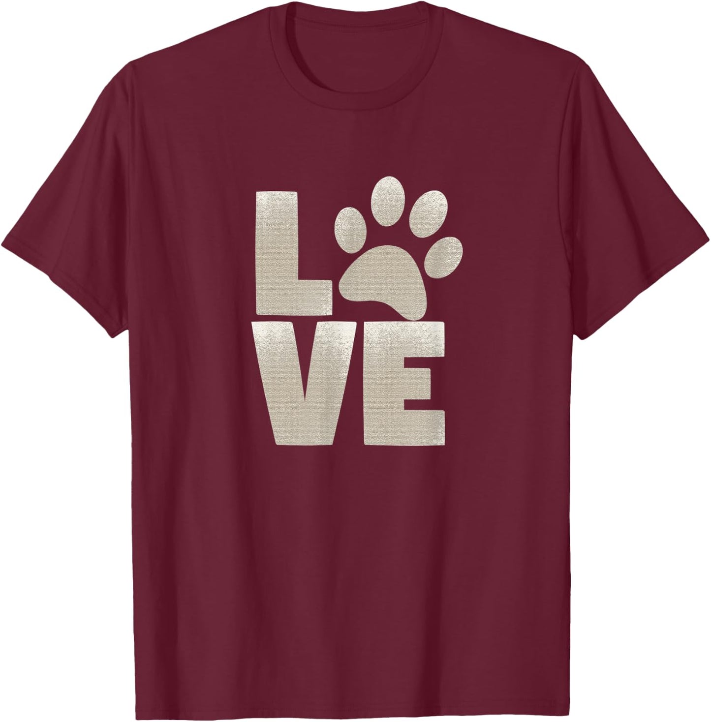 Love Dog Paw Print for Dog Paw Lover and Dog Owner T-Shirt - T-Shirt | Maroon