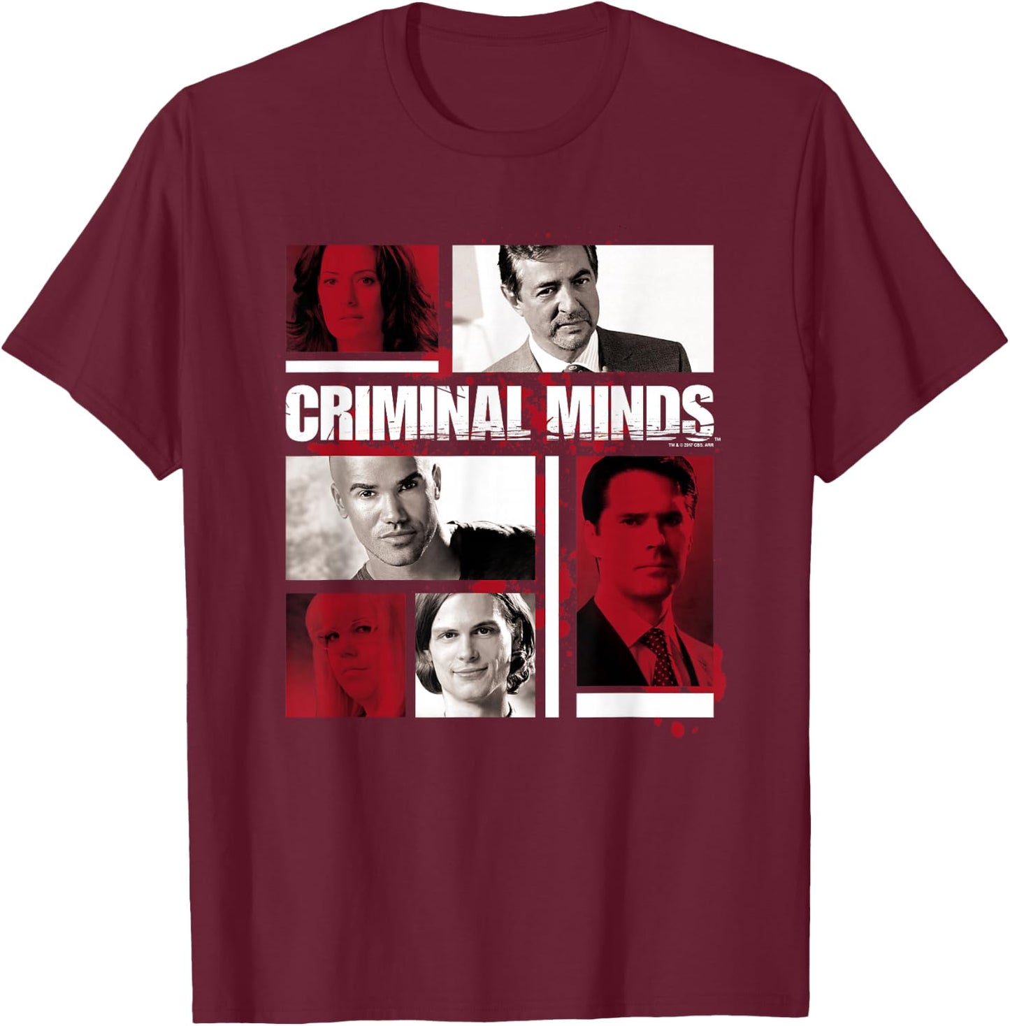 Criminal Minds Character Boxes T-Shirt - T-Shirt | Maroon