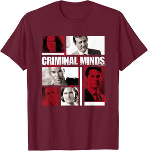 Criminal Minds Character Boxes T-Shirt - T-Shirt | Maroon