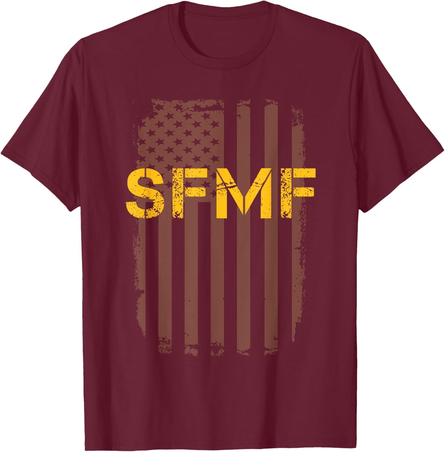 Military Slang SFMF Always Flexible Gold Flag T-Shirt - T-Shirt | Maroon