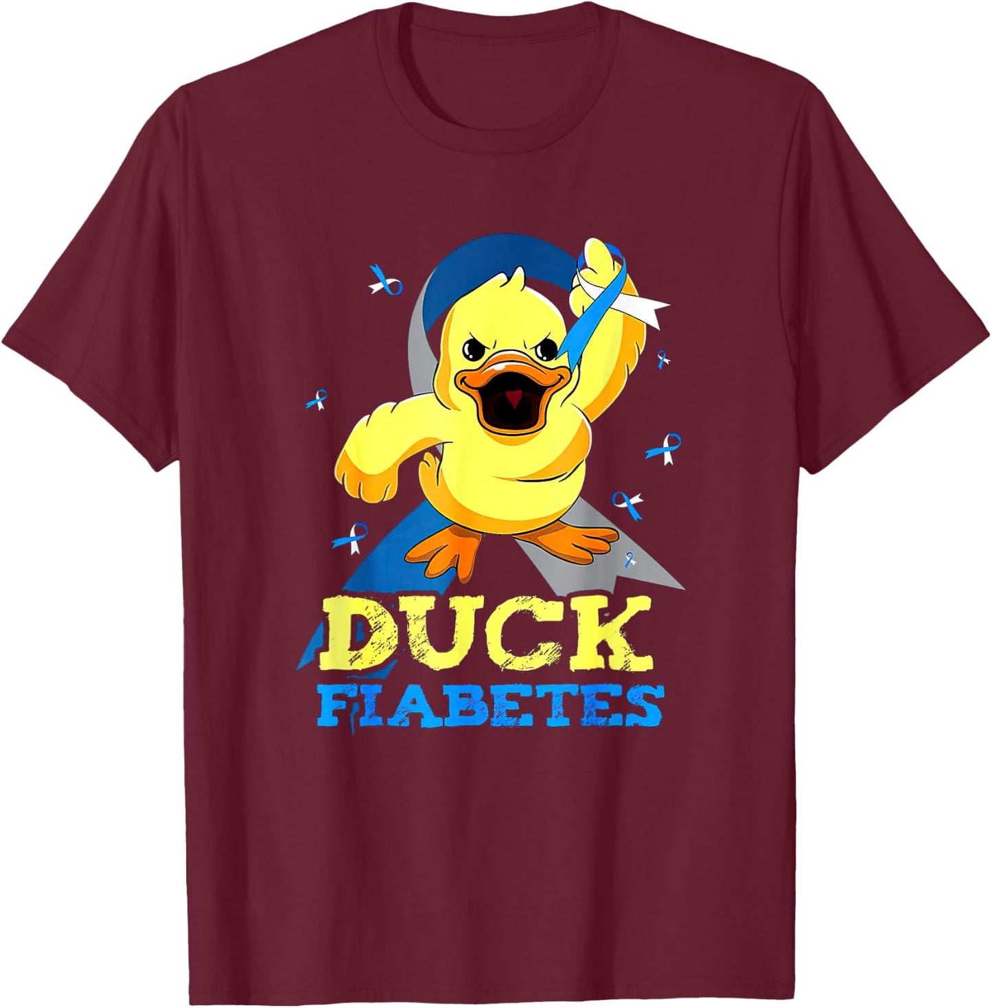 Diabetes Awareness Duck Fiabetes For , , Kids T-Shirt - T-Shirt | Maroon