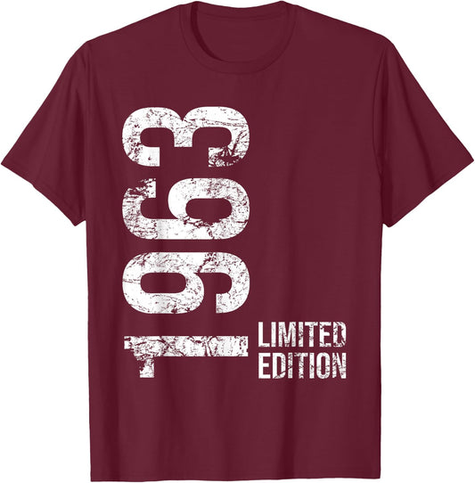 62nd Birthday Man Woman 62 Years 1963 Birthday T-Shirt - T-Shirt | Maroon
