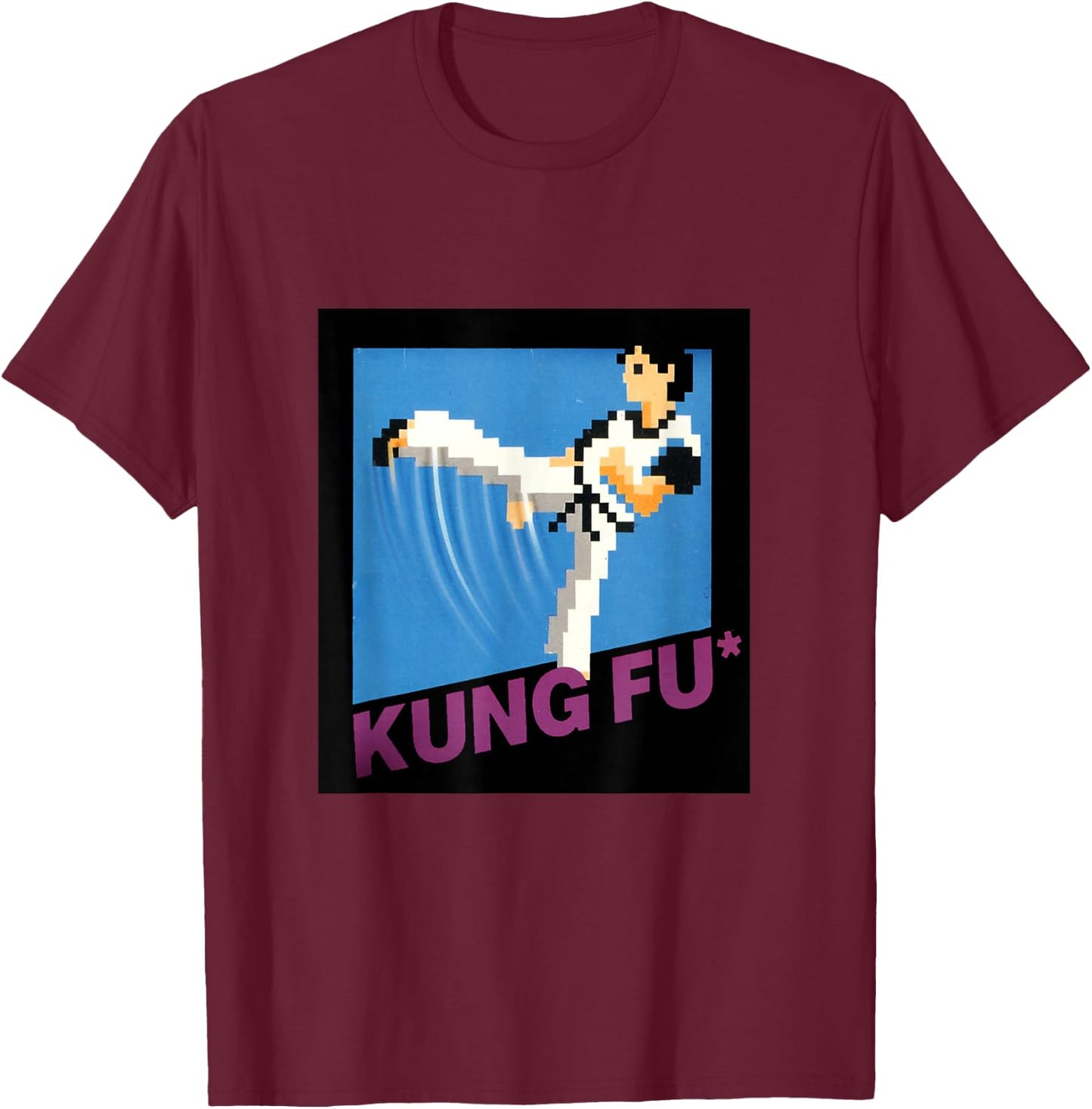 Kung Fu Kick 8 Bit Old School Video Game T-Shirt - T-Shirt | Maroon