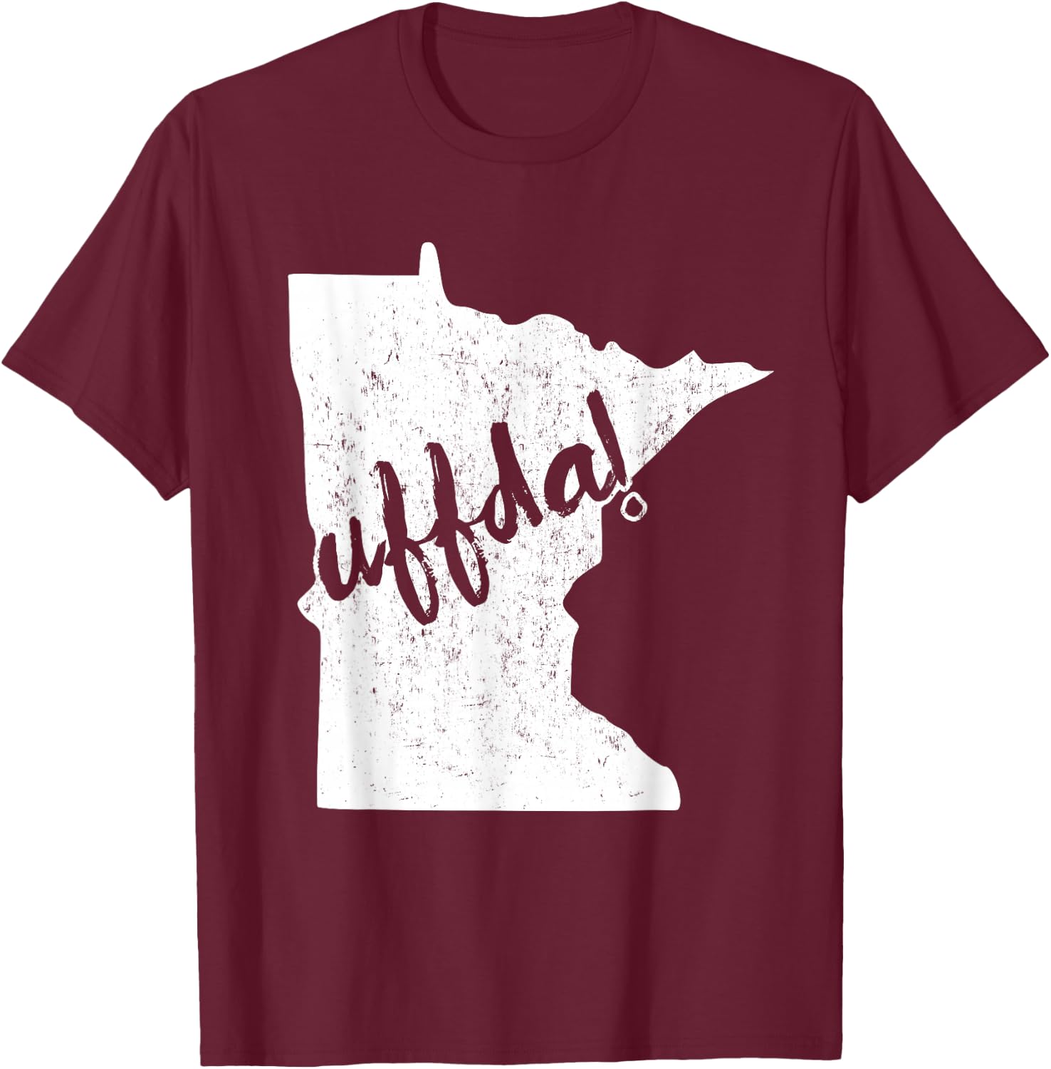 Minnesota Uffda! Scandinavian Distressed T-Shirt - T-Shirt | Maroon