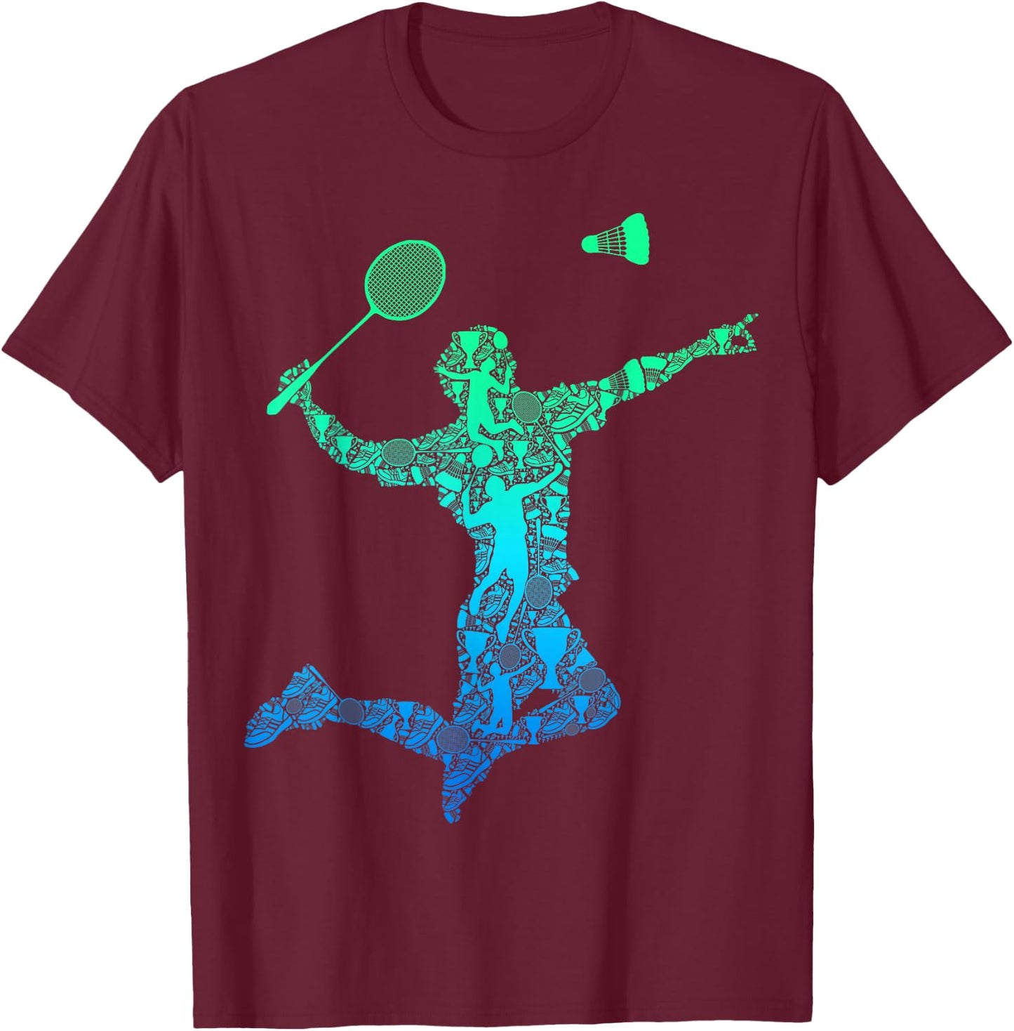 Badminton Player Shuttlecock Boys Kids Men Youth T-Shirt - T-Shirt | Maroon
