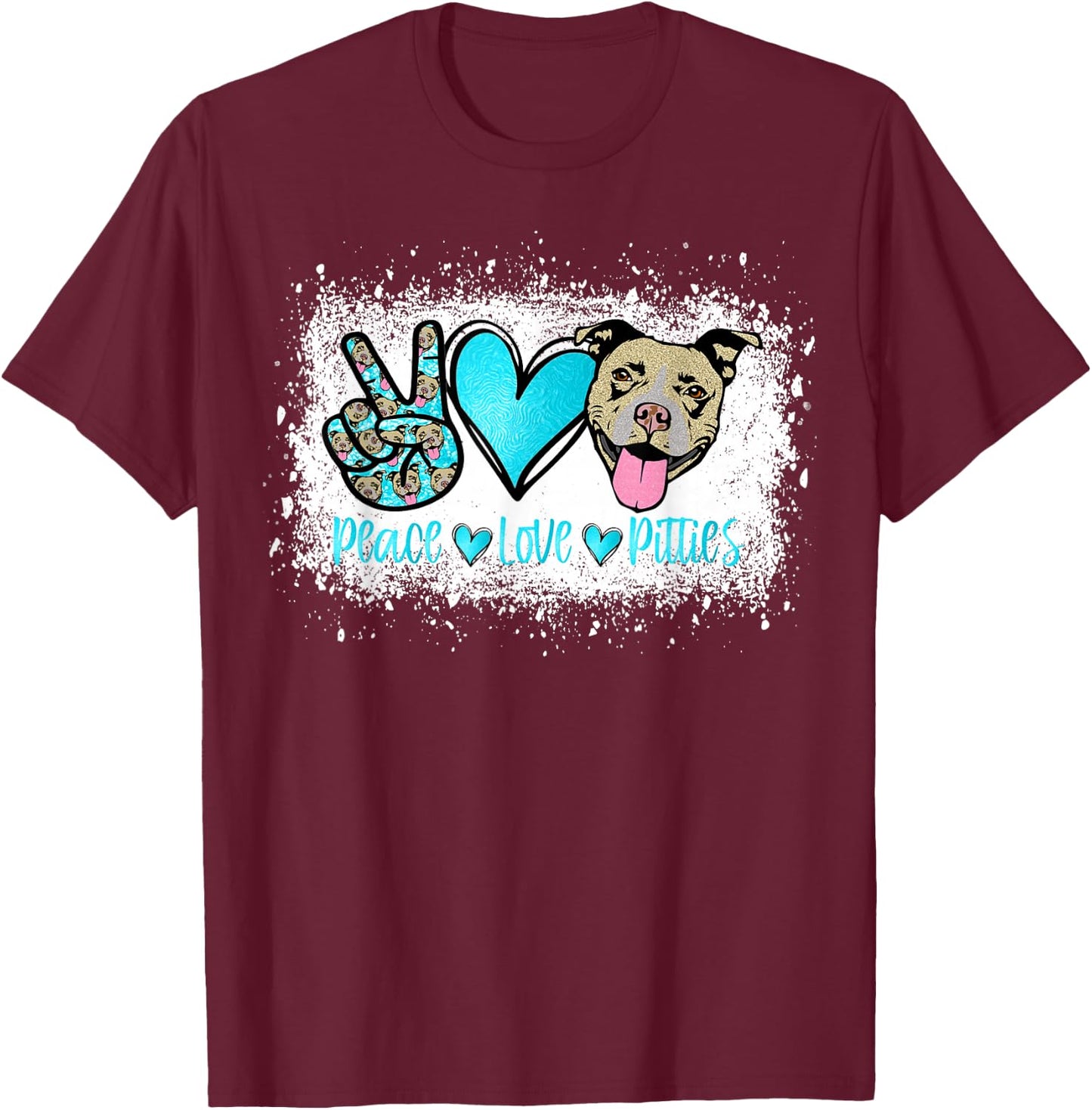 Peace Love Pitties Pitbull Lover Pet Owner Fur Mama Dog Mom Women T-Shirt - T-Shirt | Maroon