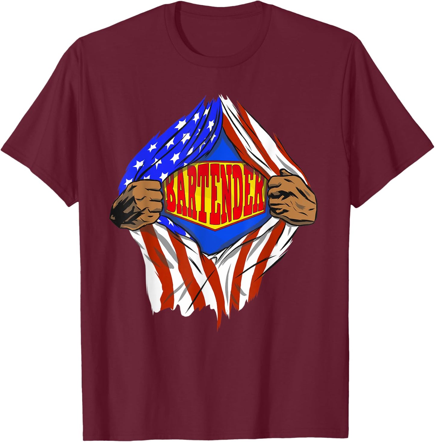 Funny Super Bartender Hero Job T-Shirt - T-Shirt | Maroon
