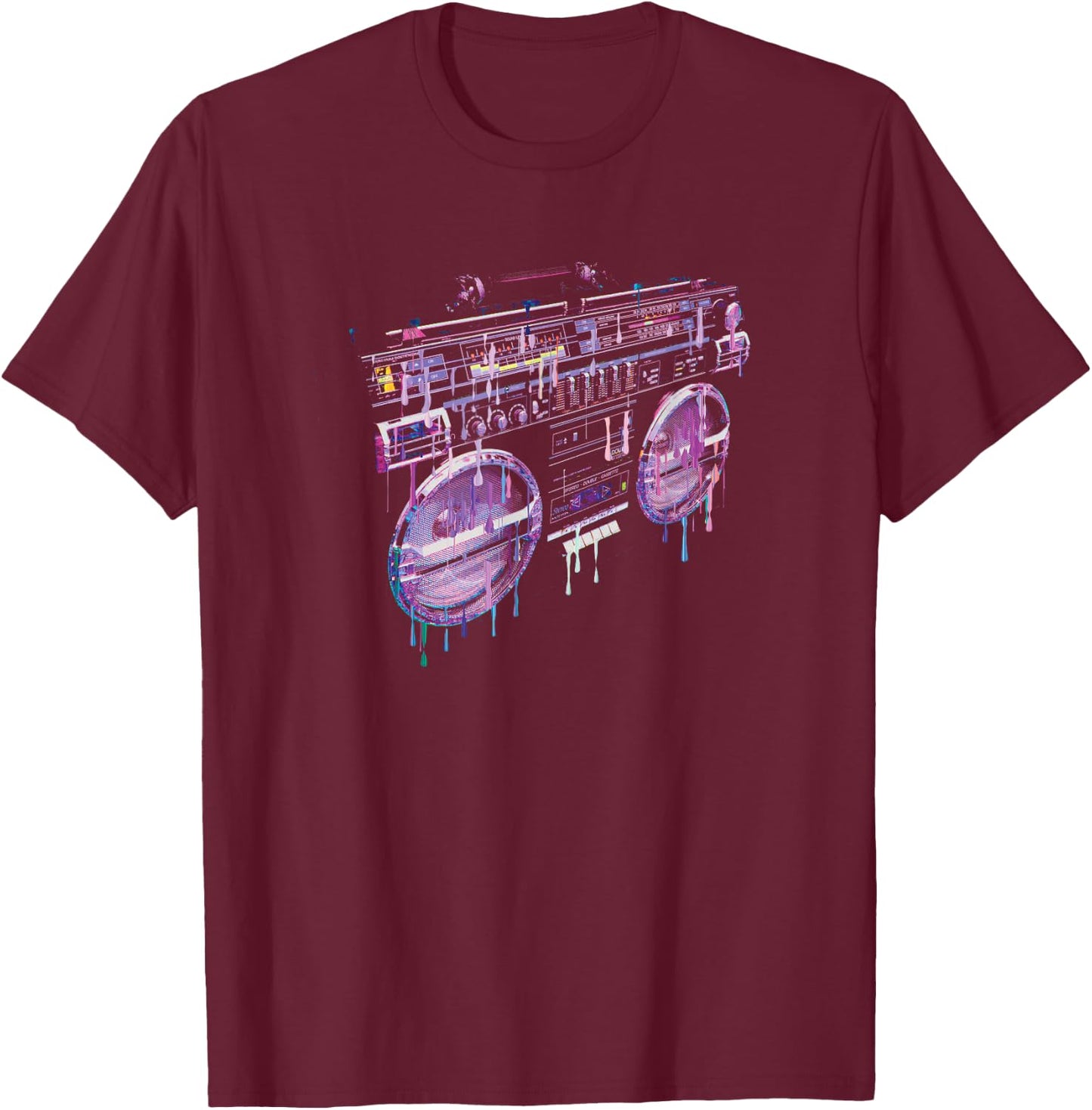Retro Ghetto Blaster - Boom Box 80's 90's Hip Hip Rap T-Shirt - T-Shirt | Maroon