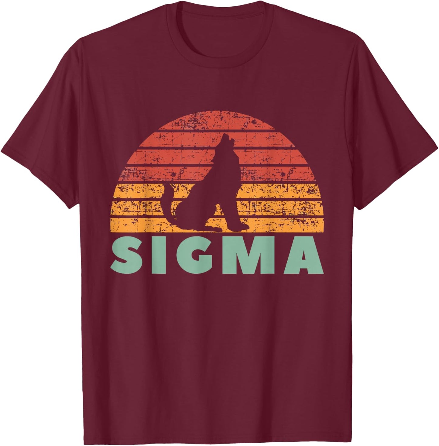 Vintage Sigma Wolf Retro Sigma Male T-Shirt - T-Shirt | Maroon