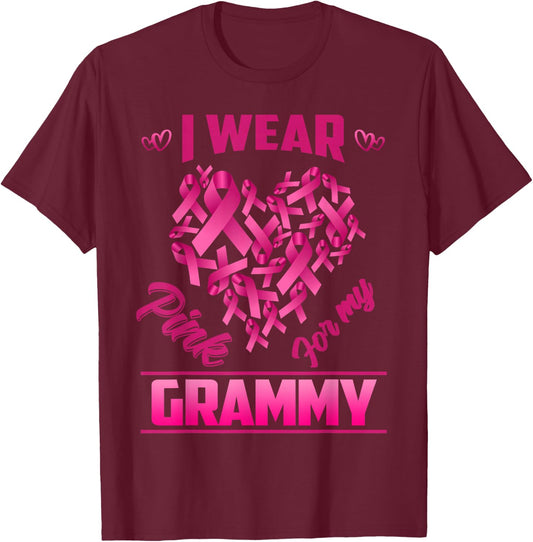 Breast Cancer Awareness Wear Pink For My Grammy T-Shirt - T-Shirt | Maroon