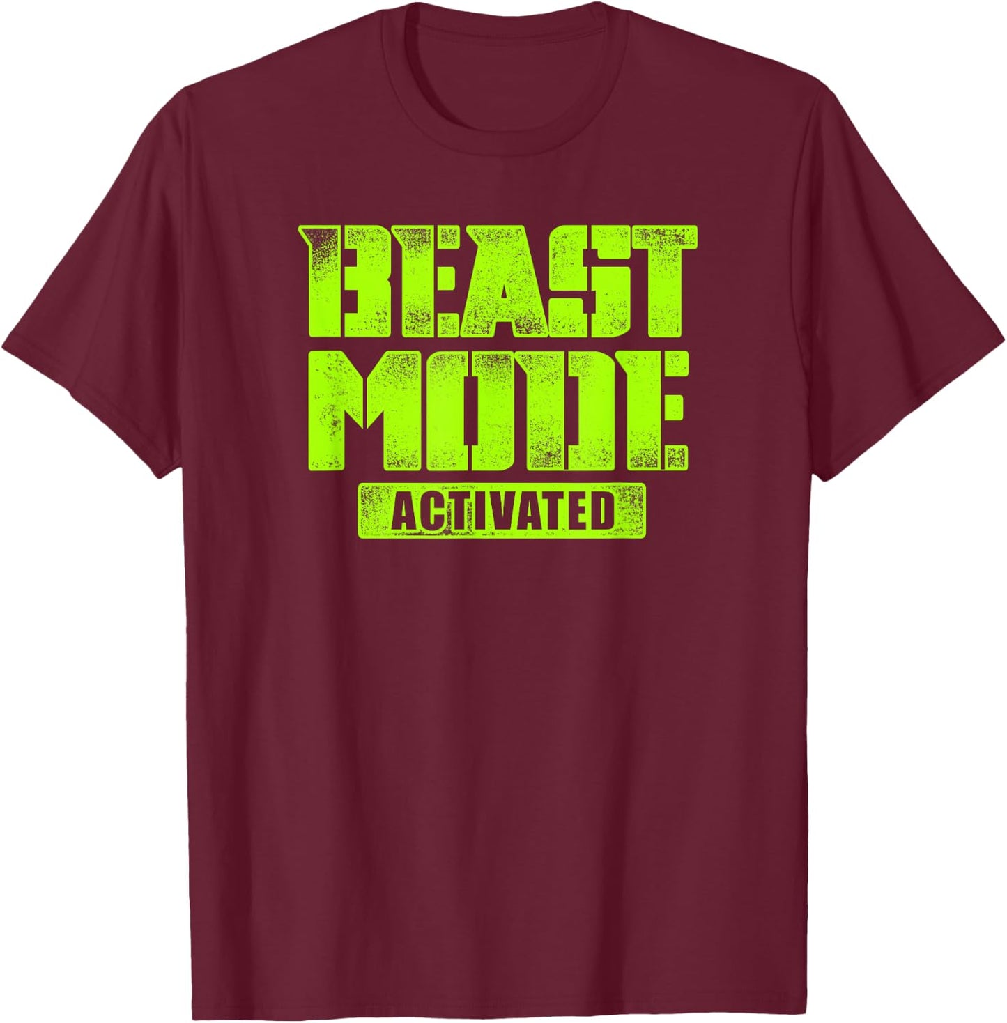 Trendy Graphic Beast Mode Activated T-Shirt - T-Shirt | Maroon