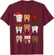 Christmas Teeth Dentist Xmas Reindeer Santa Squad Pajamas T-Shirt - T-Shirt | Maroon