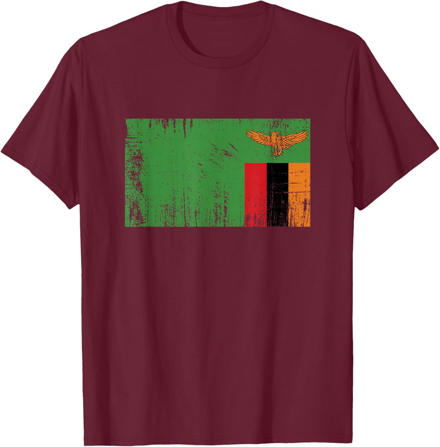 Retro Vintage Zambian Banner Flag Zambia Fan T-Shirt - T-Shirt | Maroon