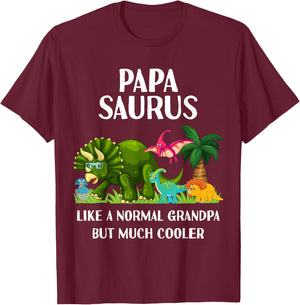 Papa Saurus Grandpasaurus Grandpa Dinosaur Men Matching T-Shirt - T-Shirt | Maroon