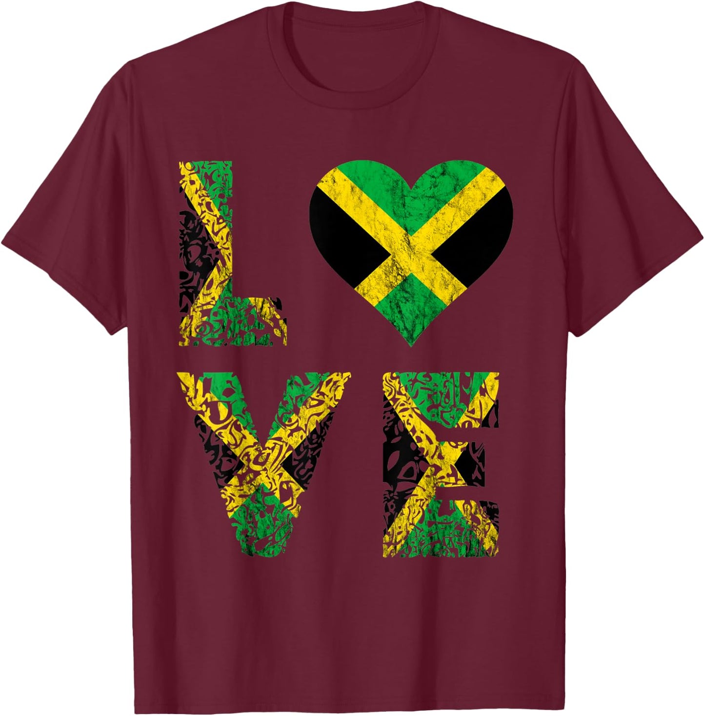 Jamaica Love Jamaican Caribbean Pride Jamaican Roots T-Shirt - T-Shirt | Maroon