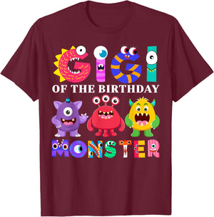 Gigi Little Monster Kids 1st Birthday Party Family Monster T-Shirt - T-Shirt | Maroon