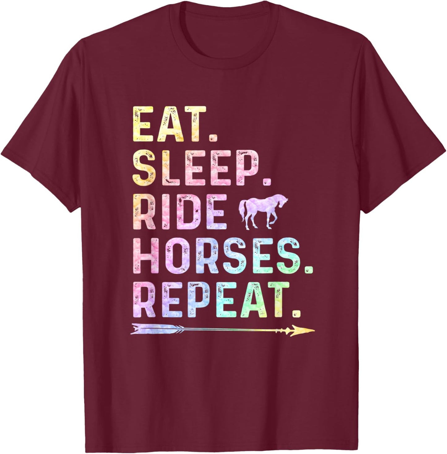 Horse Girl Eat Sleep Ride Horses Repeat Horseback Riding T-Shirt - T-Shirt | Maroon