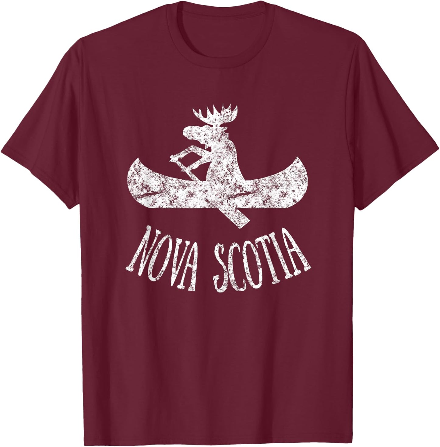 Nova Scotia Moose Shirt | Moose Canoe T-Shirt - T-Shirt | Maroon