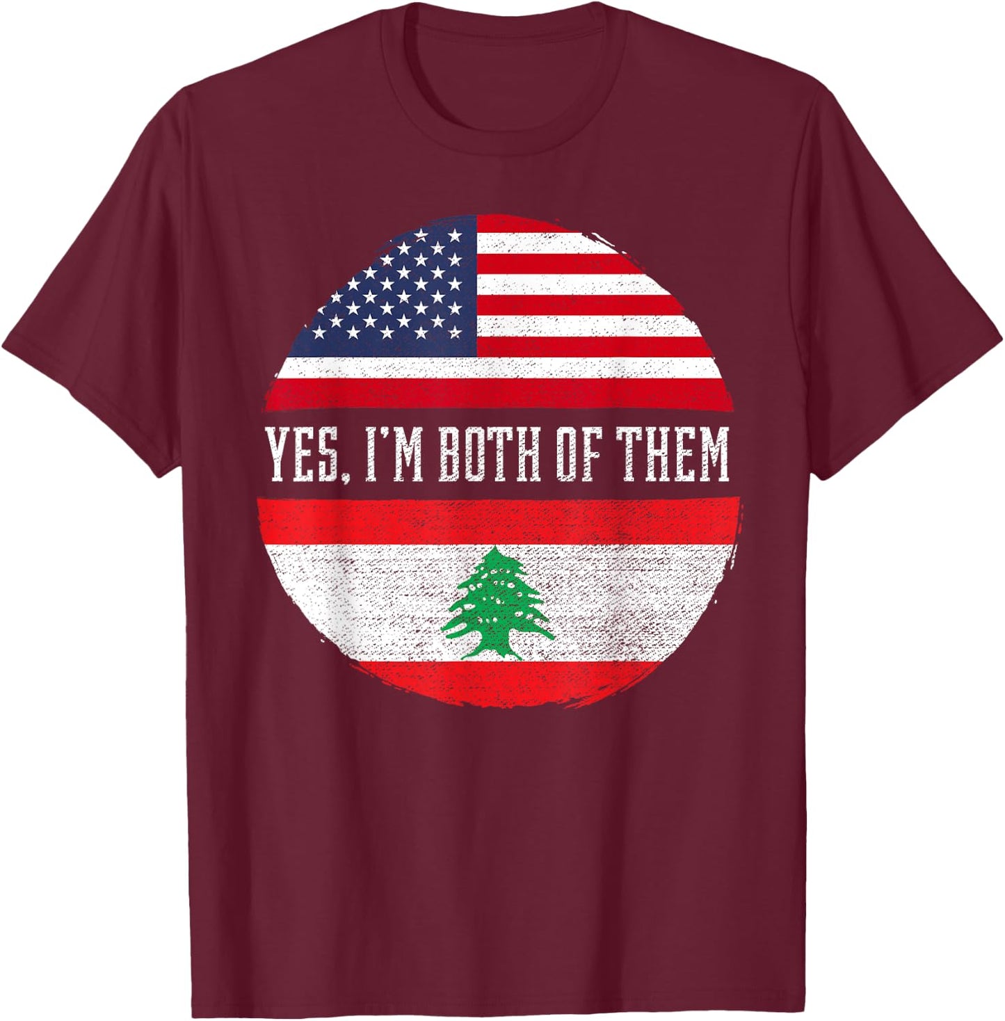 Half American Half Lebanese USA Flag Lebanon Heritage DNA Kids Men T-Shirt - T-Shirt | Maroon