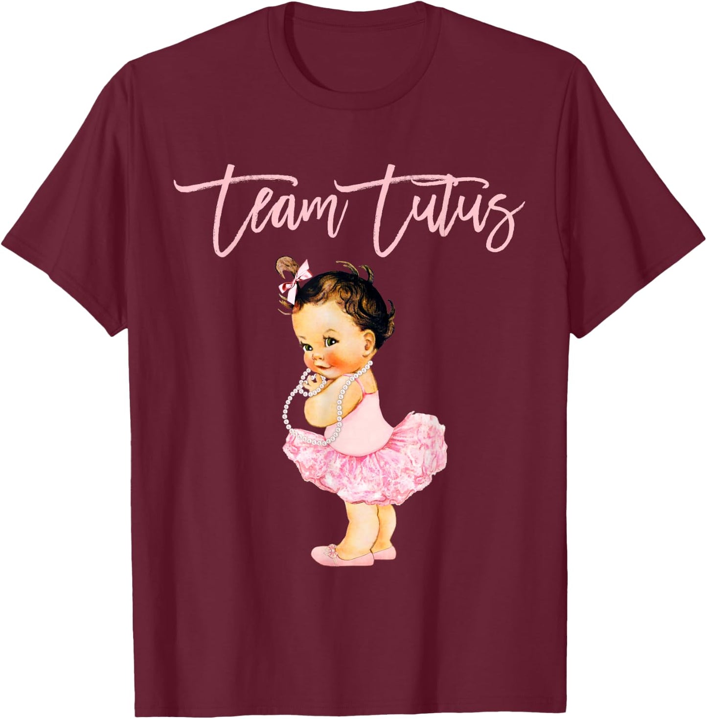 Team Tutu Girl Gender Reveal Baby Shower Touchdown Gift T-Shirt - T-Shirt | Maroon