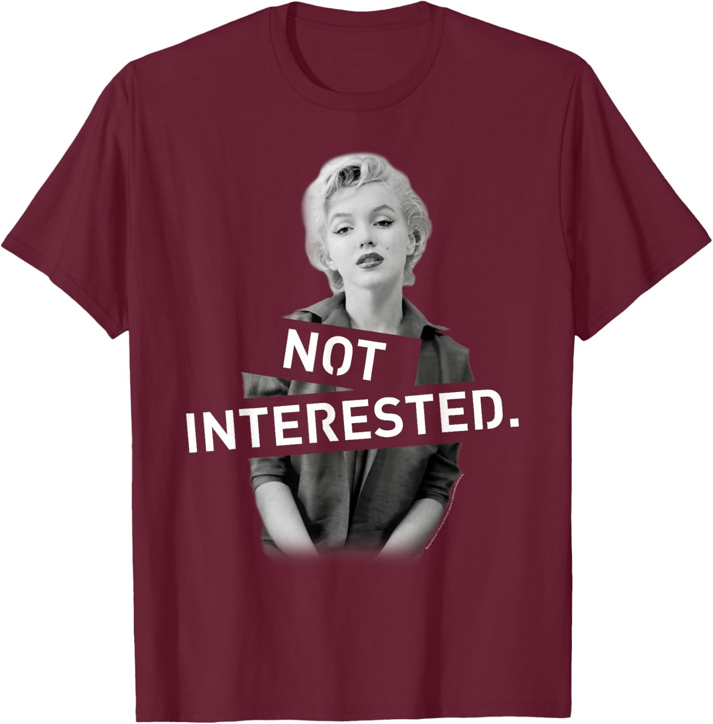 Marilyn Monroe : Black, Women's, Small, Short Sleeve, Classic Fit, Graphic Artwork: OMMS-0078 T-Shirt - T-Shirt | Maroon