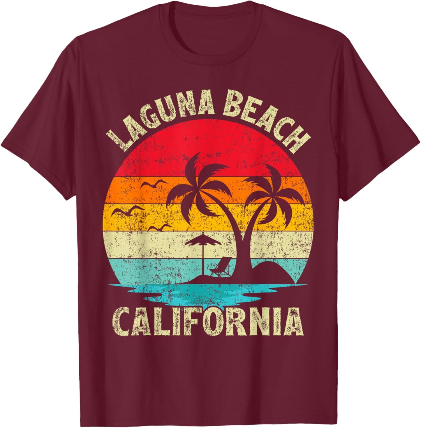 Family Vacation Vintage Retro California Laguna Beach T-Shirt - T-Shirt | Maroon