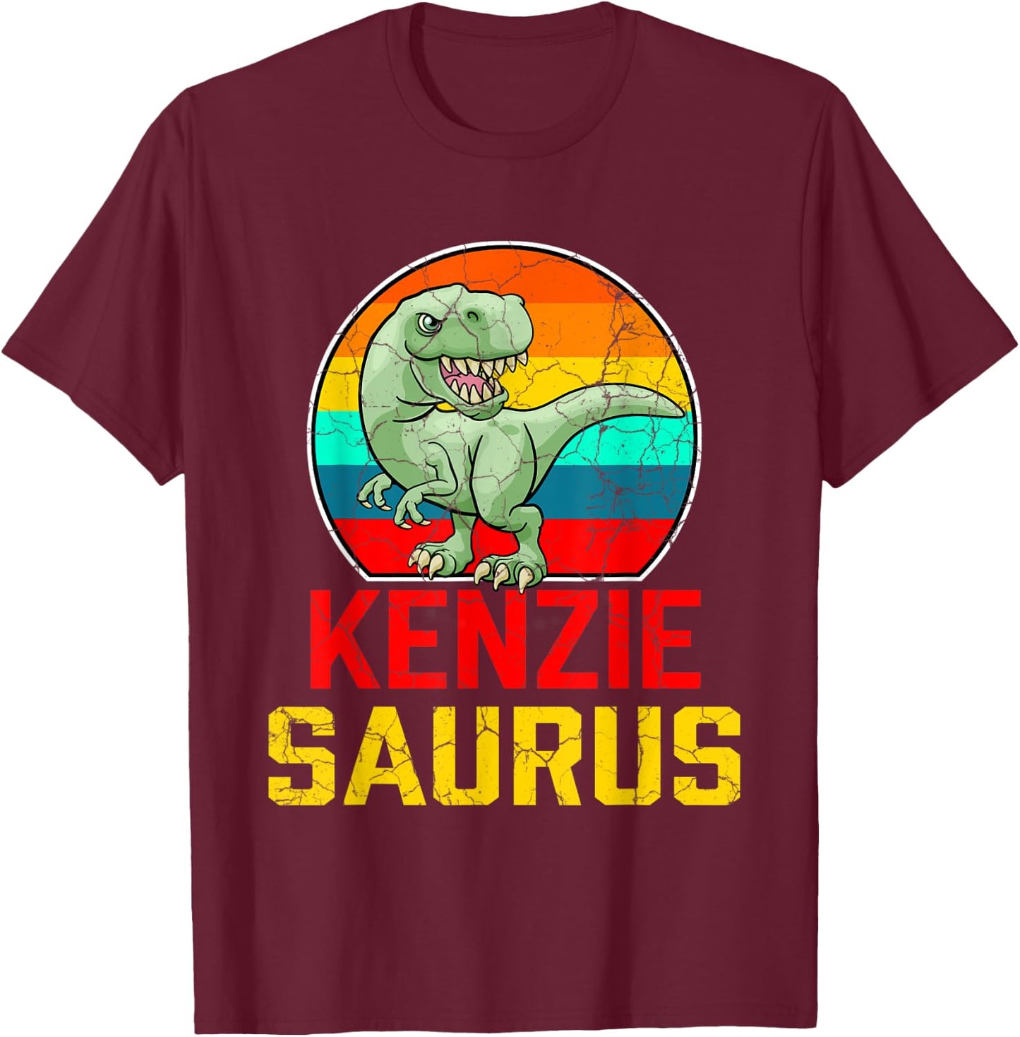 Kenzie Saurus Family Reunion Last Name Team Funny Custom T-Shirt - T-Shirt | Maroon