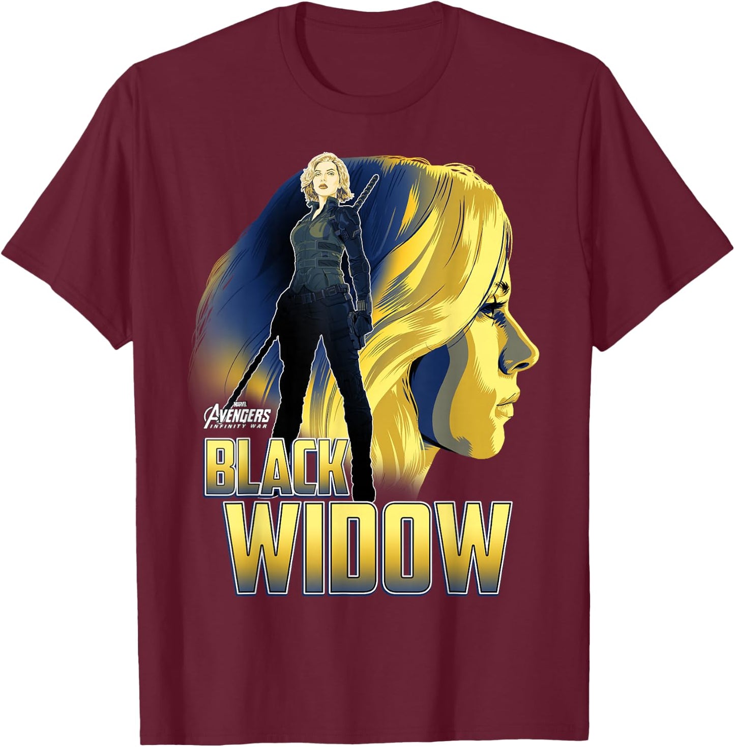 Marvel Infinity War Black Widow Profile Graphic T-Shirt - T-Shirt | Maroon