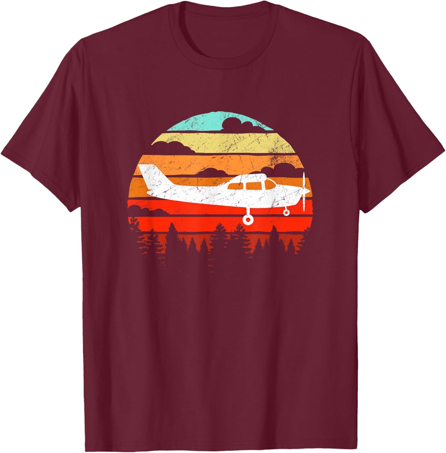 Pilot Gift Retro C172 Aircraft Flying Aviation T-Shirt - T-Shirt | Maroon